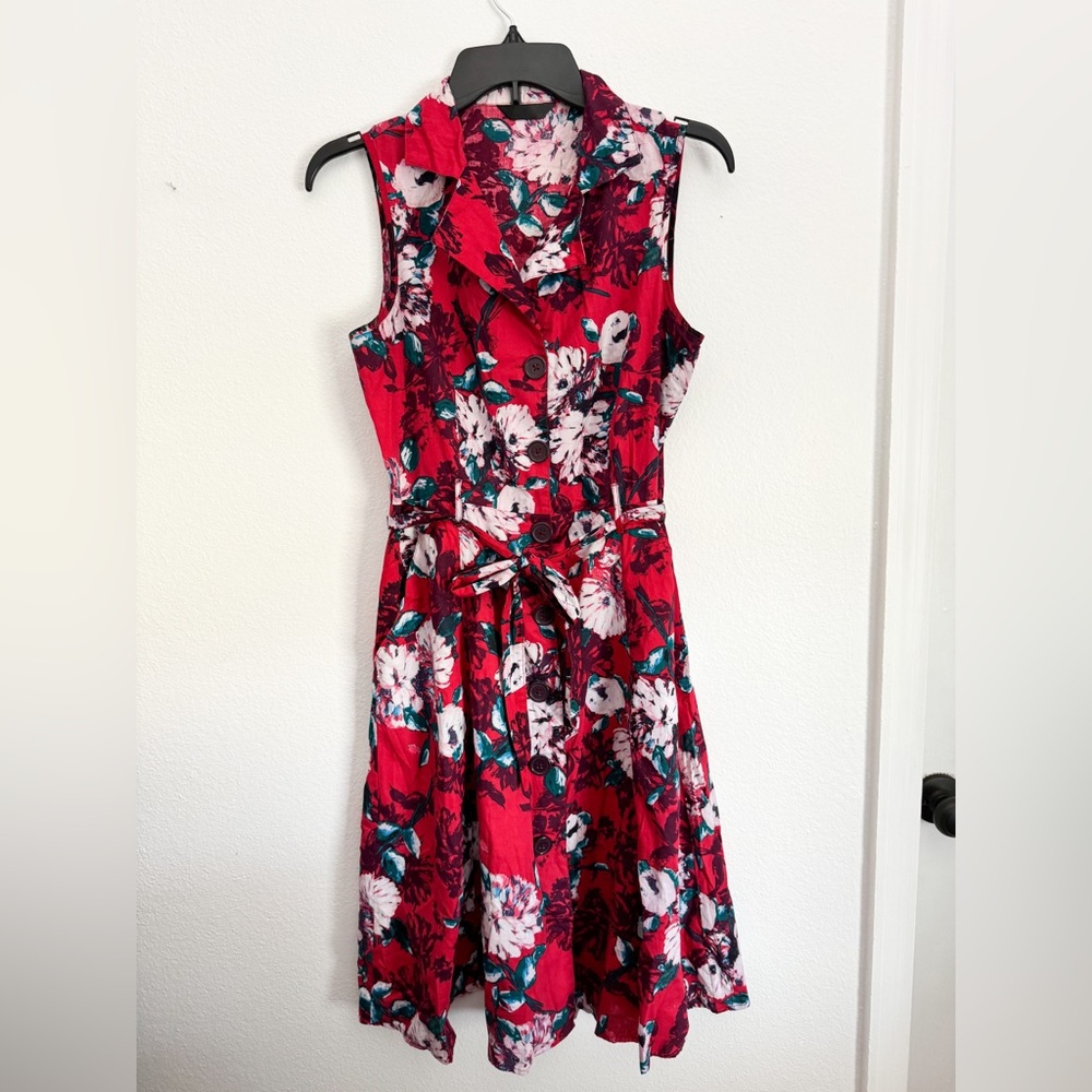 Red button down dress